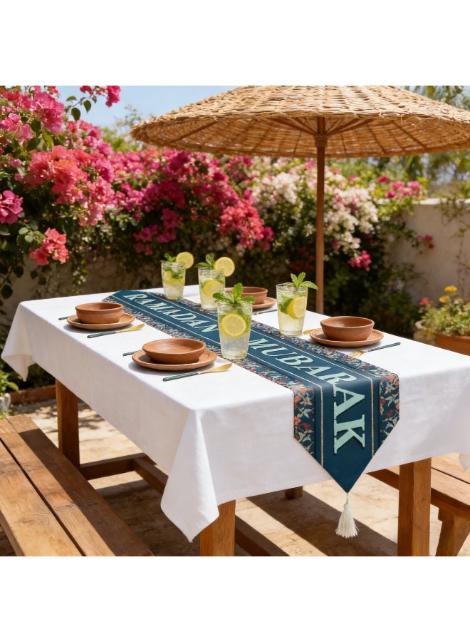مفرش طاولة رمضان مبارك - زينة طاولة رمضان فوانيس المسجد الإسلامية - مستلزمات زينة حفلة رمضان مبارك 2026 - Image 2